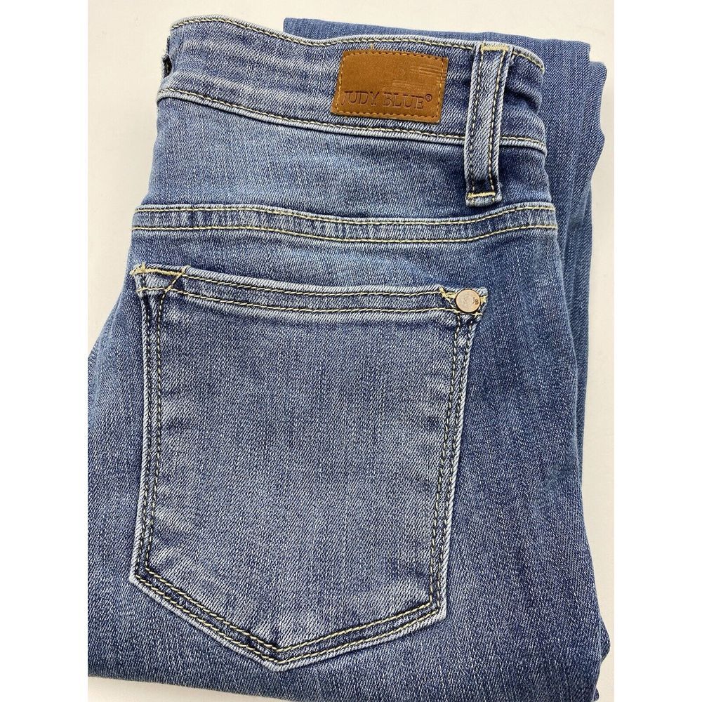 Judy Blue Jeans Sz 5 27 Blue Skinny Fit Distressed Camo Cuffed‎ Denim Pockets